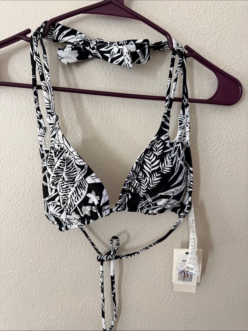 Volcom Black & White Tropical String Bikini Top